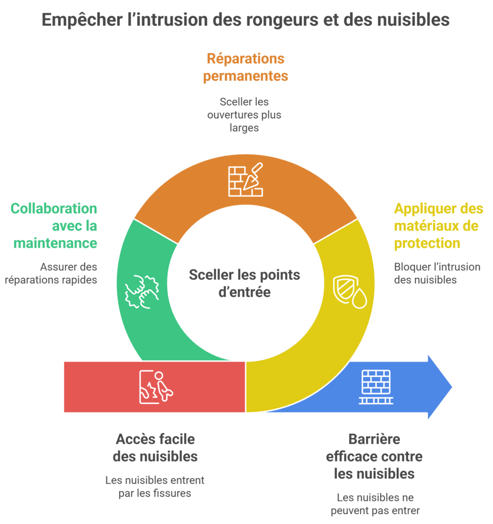 Cycle illustrant les méthodes pour empêcher l'intrusion de rongeurs et autre nuisible