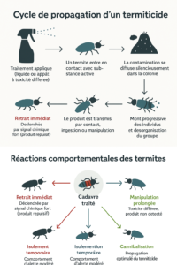Cycle de propagation d’un termiticide et réactions des termites