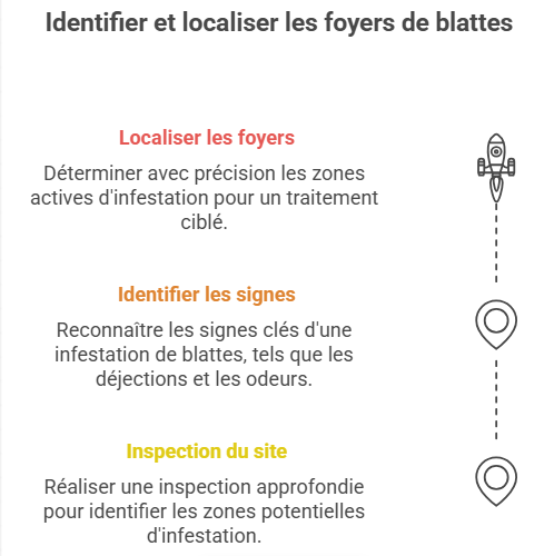 processus d'identification et de localisation des foyers de blatte