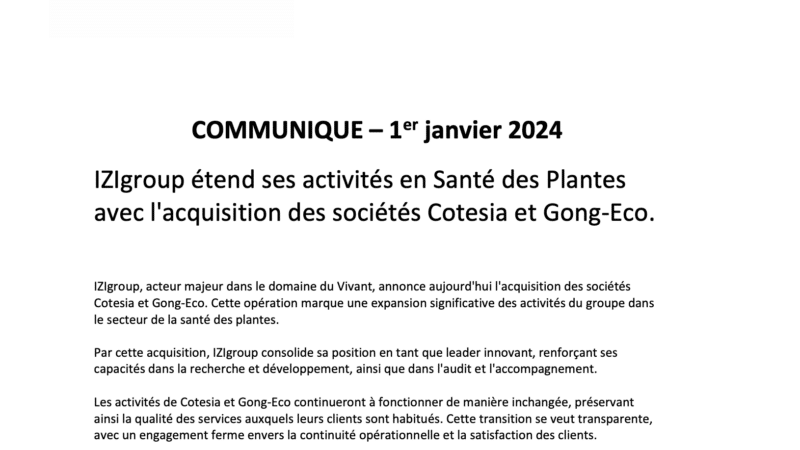 Communiqué de presse IZIgroup