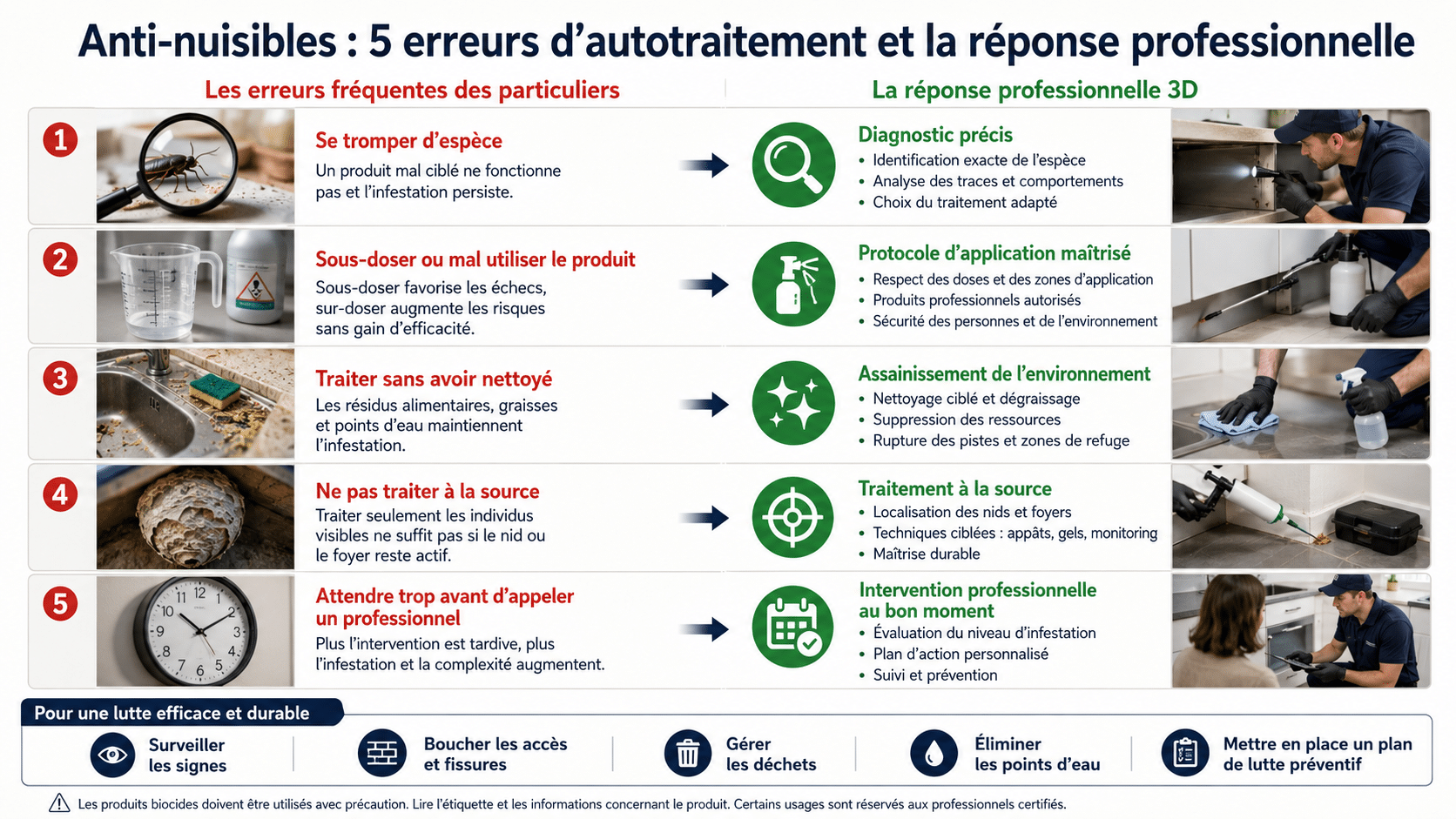 @Infographie des 5 erreurs d'autotraitement anti-nuisibles