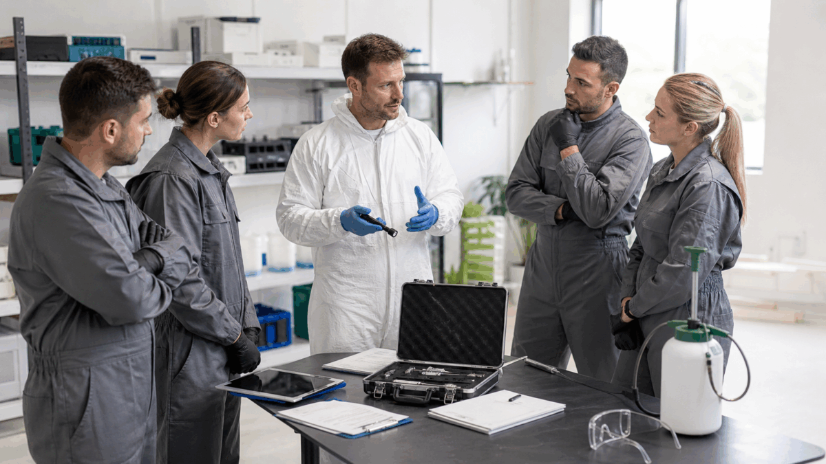 Formation de techniciens antiparasitaires sur les équipements de désinsectisation et de dératisation
