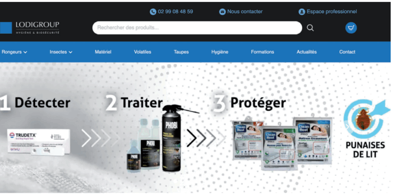 site e-commerce dédié aux solutions hygiène publique de Lodi Group