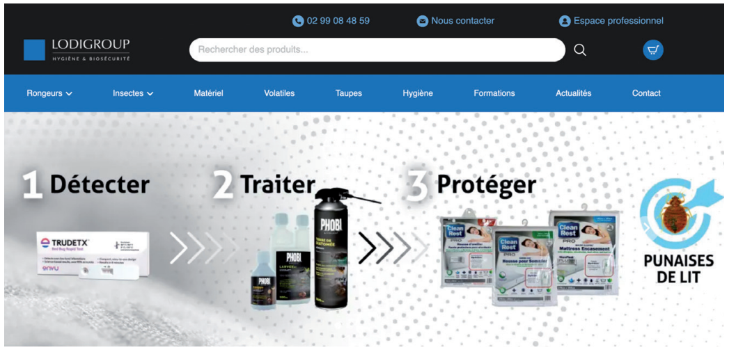site e-commerce dédié aux solutions hygiène publique de Lodi Group