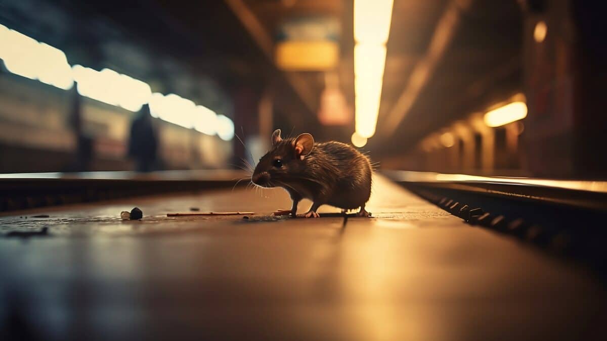 Rat dans le métro - Arrière-plan flou