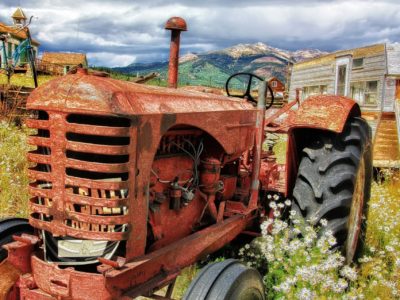 Tracteur en gros plan